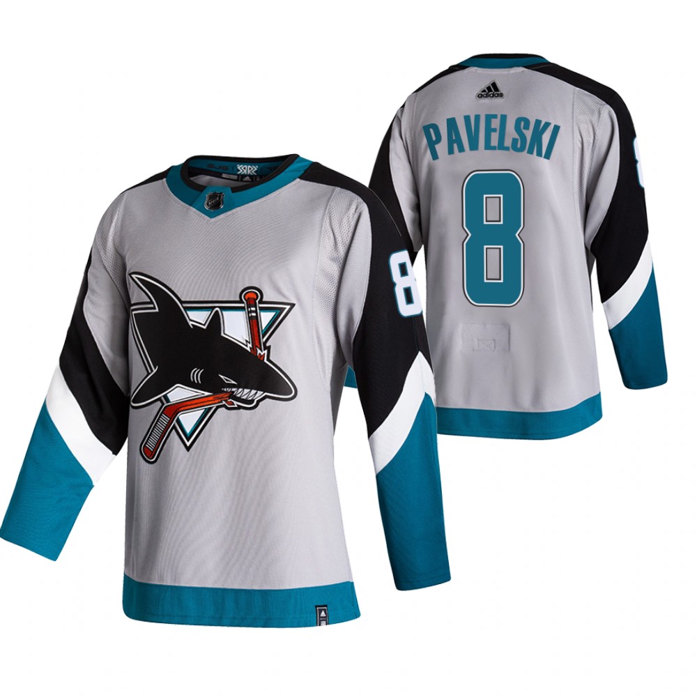 2021 Adidias San Jose Sharks #8 Joe Pavelski Grey Men Reverse Retro Alternate NHL Jersey